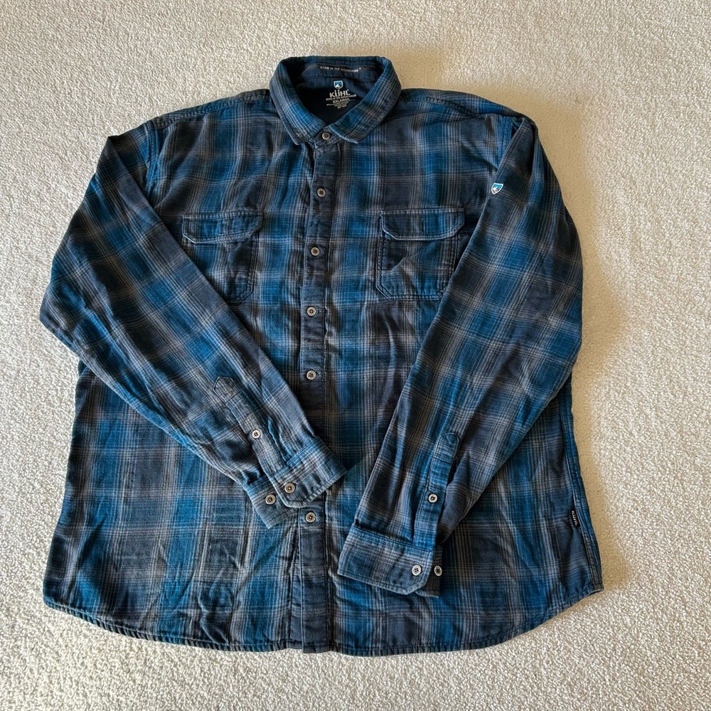 Kuhl Blue Plaid Button-Up  long sleeve men’s Shirt